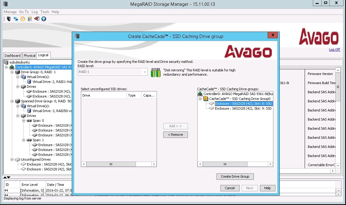 RAID Level and Write Policy for CacheCade Volumes